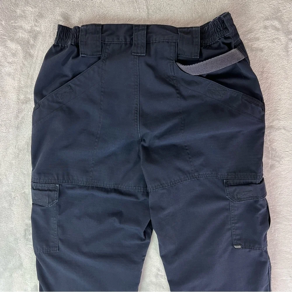 5.11 Tactical Work Pants 32 x 34 Navy Blue Elastic Waist Hammer Loop Cargo